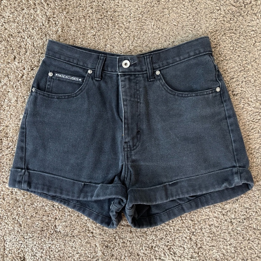 Women's Vintage High Waisted Black Denim Shorts